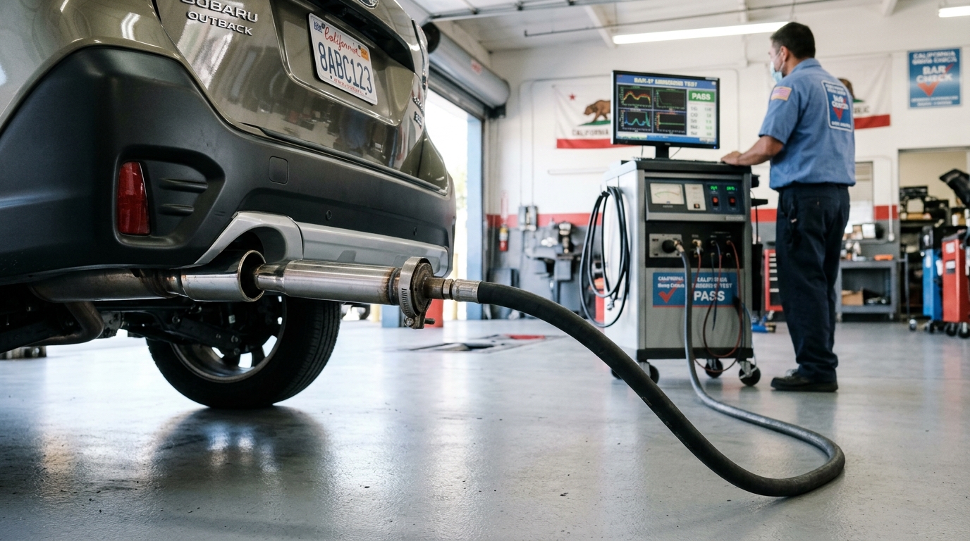 Tailpipe emissions probe and BAR gas analyzer unit